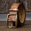Retro Distressed Genuine Leather Belt Pin Buckle First Layer Cowhide Korean Style Casual Denim Daily Belt