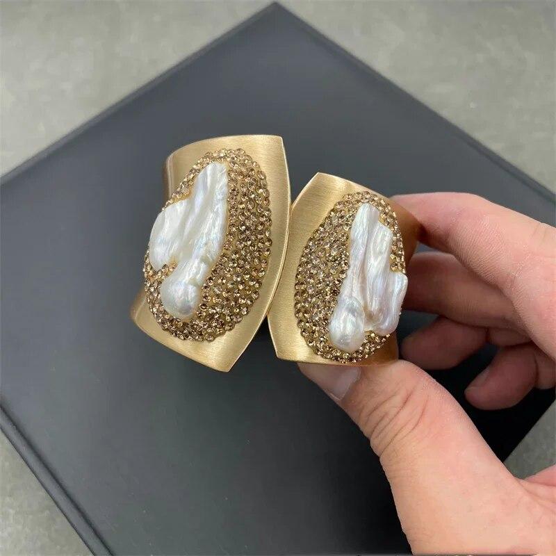 Natural Baroque Freshwater Pearl Cuff Bracelet for Women Personalized Irregular Pearl Bangle Birthday Party Exquisite Jewelry