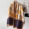 Winter New Luxury Deisgn Imitated Cashmere Scarf Women Floral Print Outdoor Keep Warm Thick Shawl Soft Large Scarf Lady