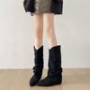 Винтажные ботинки на плоской подошве Queen Fan с внутренней платформой, женские, новая коллекция осень 2025, ботинки-чулки скинни для ношения с юбкой