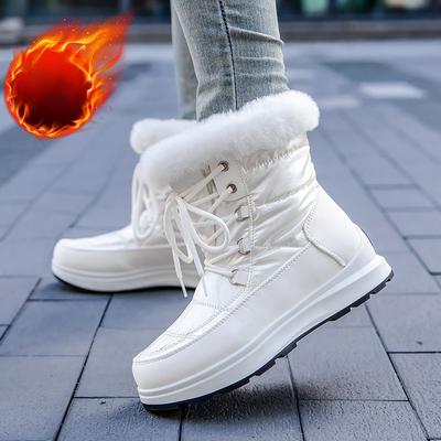 Женские зимние ботинки, новые зимние нескользящие женские меховые теплые ботильоны, водонепроницаемые, сохраняющие тепло, женские ботинки на платформе со шнуровкой