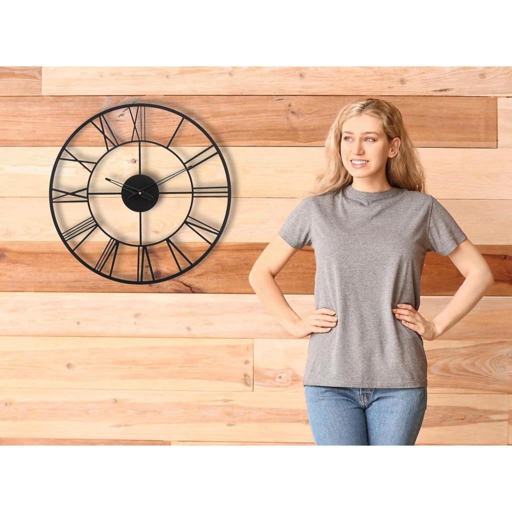 Настенные часы для дома, офиса, гостиной, спальни и кухни | Большой размер, стильный, новейший домашний декор | (40 X 40 См) | Черный цвет (Включенная батарея)
