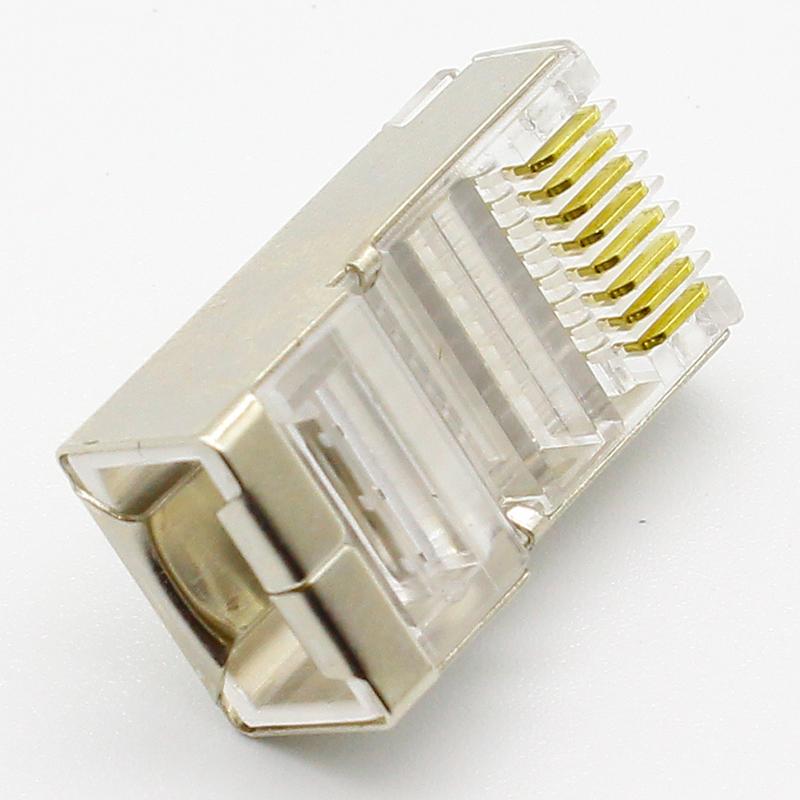 50pcs Rj45 Connector Cat6 Shielded Network Connectors Rj45 Plug 8p8c Terminals for Stp Ethernet Cable Switches Modem