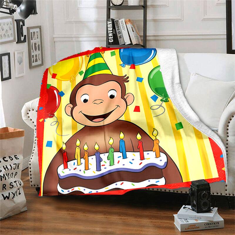 1pc Blanket Curious George Print Design, Lightweight Blanket for Sofa, Bed- Soft &Warm, Gift for All Seasons like Christmas, Halloween