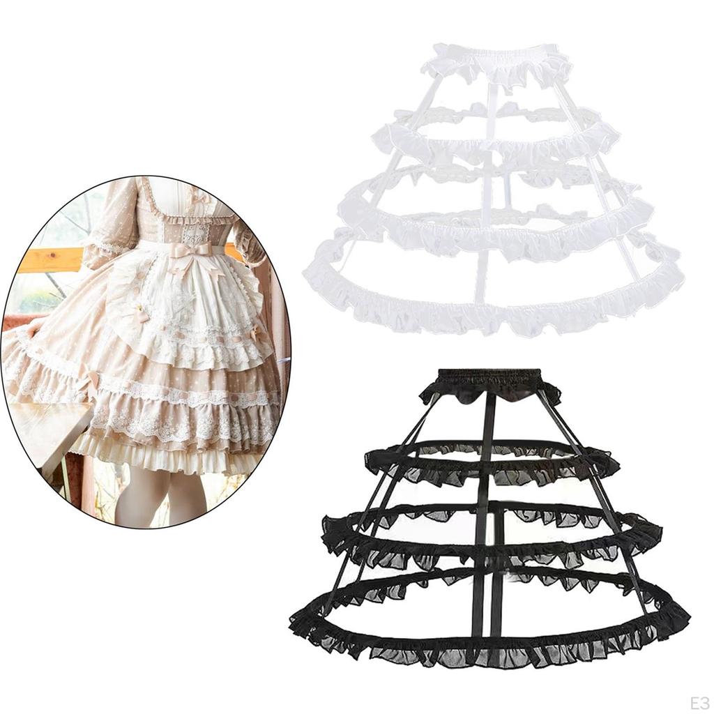 3 Hoops Skirt Petticoat Elastic Waistband Crinoline Pannier for Gown