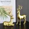 Gold Deer Figurine Set – Elegant Reindeer Sculptures for Home Décor – Modern Nordic Style Ornament for Living Room, Shelf, or Holiday Display