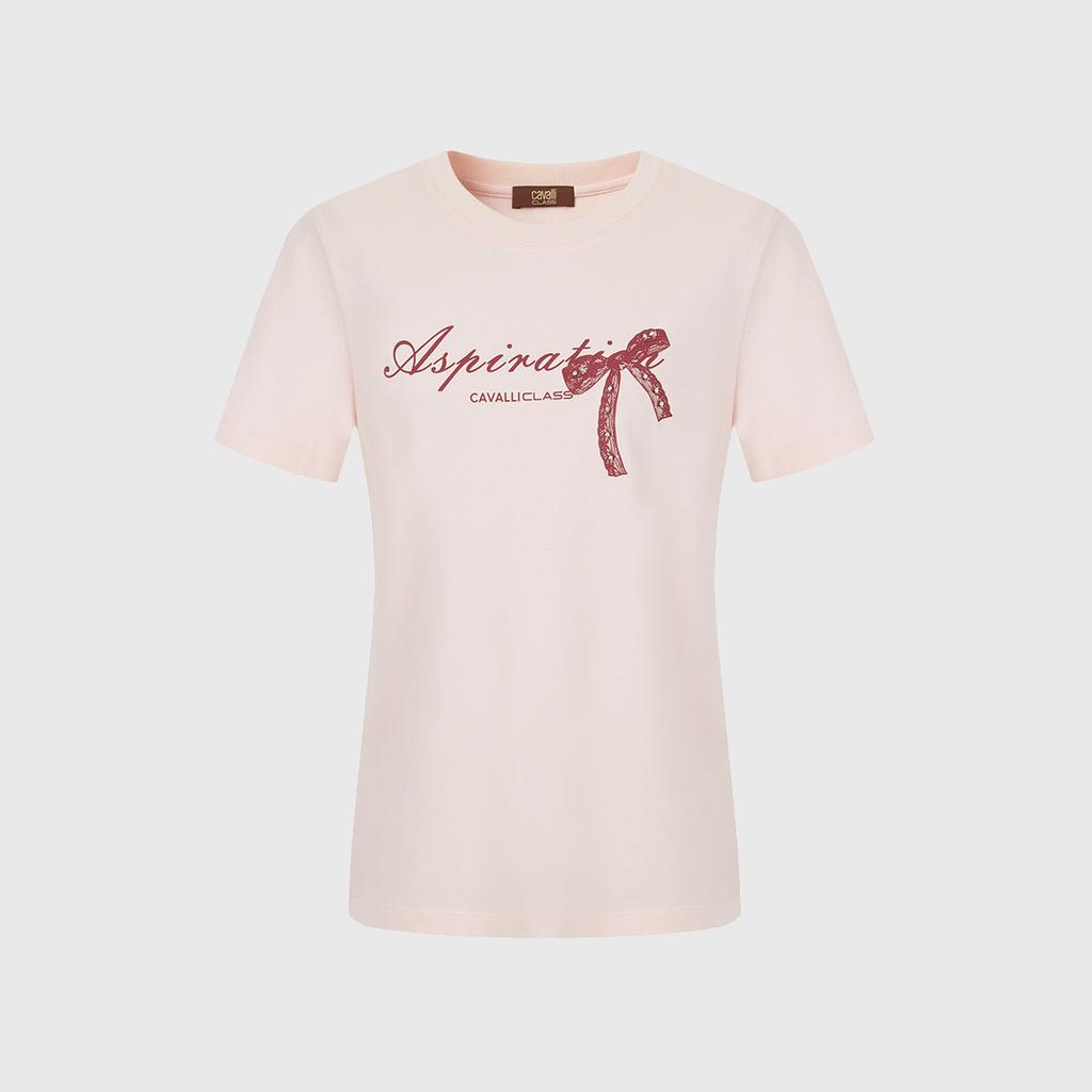 100% Cotton Letter Logo: Clean, Comfortable, Breathable Women's Short sleeved T-shirt for Spring and Summer
