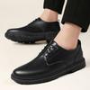 Spring and Autumn New Casual Leather Shoes Men's Low-top Business Shoes Round Head Lace-up Tooling Small Black Shoes