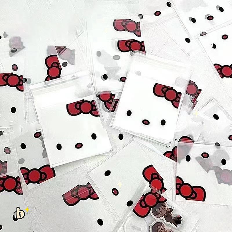 100 шт. Пластиковый пакет для хранения с принтом Hello Kitty Kawaii Милый Pochacco Герметичный пакет Упаковка для записей Мультяшный Самоклеящийся Подарочный пакет