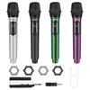 TALOMEN Wireless Microphone, 4-Piece Handheld Karaoke System with Fixed Frequency 160ft Moving Coil Microphone and 6.35mm Receiver for Presentations,