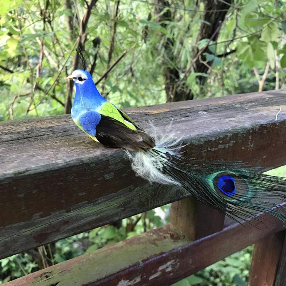 Мини-декор для комнаты Дом Сад Свадьба Перья Искусственные птицы Имитация птицы Искусственный павлин