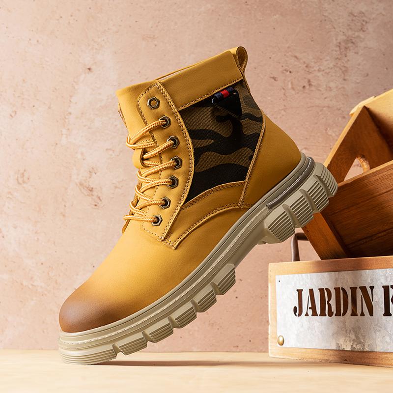 Модная уличная мужская обувь на шнуровке с высоким верхом Классические мужские ботильоны Повседневная обувь для прогулок Модные кожаные мотоботы Боты