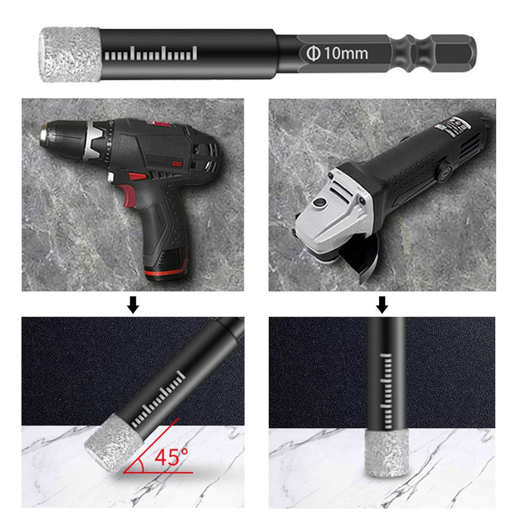 6,35 мм Шестигранный хвостовик Алмазная напайка Сухое бурение Сверло Инструмент для пробивки отверстий для точного сверления в различных материалах