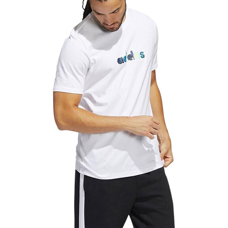 Adidas T Shirts Men's White Crew Neck Moderate Straight Fit HE4839