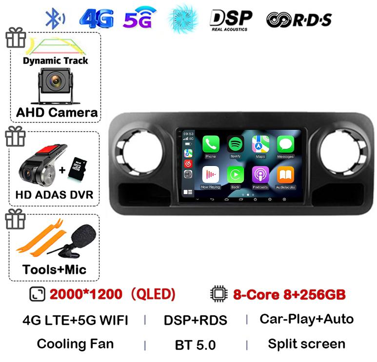 Android 14 Auto Carplay для Benz Sprinter 2018 2019 2020 2021 2022 Автомобильный радиоприемник Мультимедиа Видеоплеер Стерео GPS 4G WIFI Аудио BT