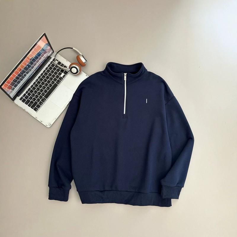 AL Kim Jisoo Quarter Zip Sweatshirt Loose Fit Casual Long Sleeve Top Couples