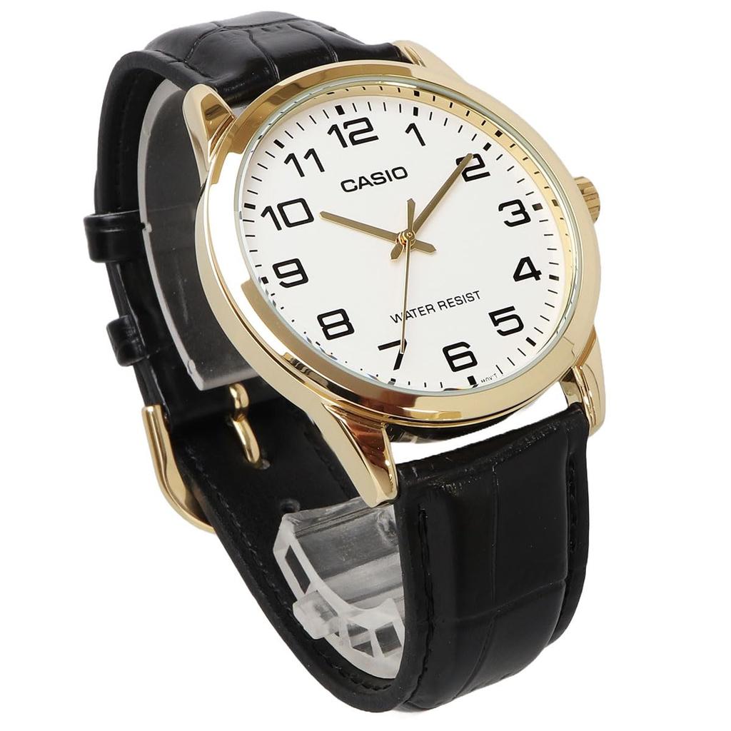 Casio Аналоговые кварцевые мужские часы MTP-V001GL-7B, золото и белый, модель для зарубежного рынка, простая упаковка (Без подарочной коробки) [Параллельный импорт]