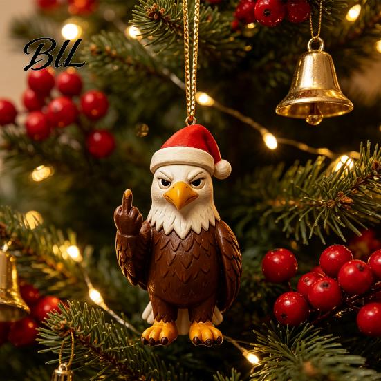 Sturdy Acrylic Ornament Funny Christmas Middle Finger Ornament, Pendant Hanging Decor for Xmas Gift Friends Tree, Novelty Snarky Holiday Decoration,
