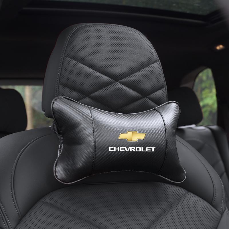 Car Seat Neck Headrest Cushioning Carbon Leather Soft Pillow For Chevrolet Corvette Montana TrailBlazer Silverado Traverse Cruze KB5