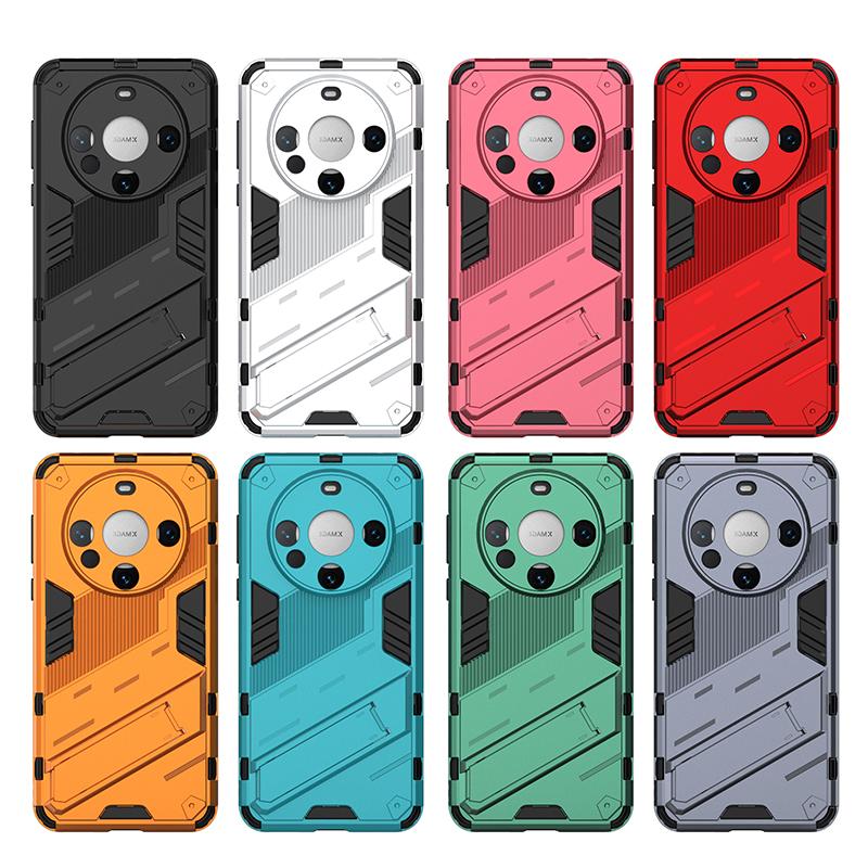For Huawei Mate 60 50 50E 40 40E Pro Plus Punk Armor Shockproof Bumper Rugged Rubberized PC Fitted Kickstand Case Stand Holder Cover Shell