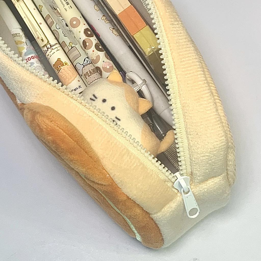 Cute Cat Caramel Bread Plush Pencil Bag Kawaii Student Large Capacity Stationery Bag Kitten Pencil Pouch Back To School Supplies