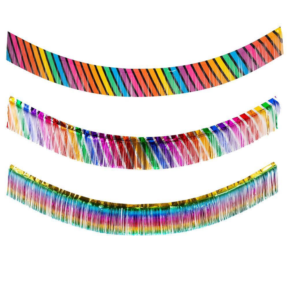 Eye-catching Vertical Stripe Dark Color Rainbow Banner For Festive Party Atmosphere