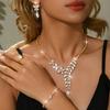 Легкая Роскошь Свадебные Украшения Лист Циркон Ожерелье Серьги Набор Ювелирных Изделий Премиум Свадебное Платье Банкет