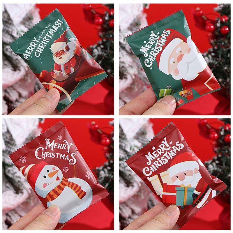 100Pcs Christmas  Seal Bags Biscuit Packaging Xmas  Year Party Supplies