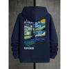 Starry Night 1889 Art Graphic Print Men Women Hooded Sweatshirt Autumn Winter Daily Outdoor Casual Pullover Tops Soft Fleece Fabric