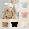 1 Piece Warm New Newborn Beanie for Boy Girl Cute Cartoon Bear Furry Knited Hat Sweet Autumn Winter Warm Plush Crochet Bonnet