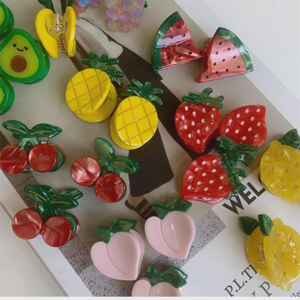 Корейская заколка для волос со свежими фруктами: Дизайн клубники, арбуза, вишни, лимона
