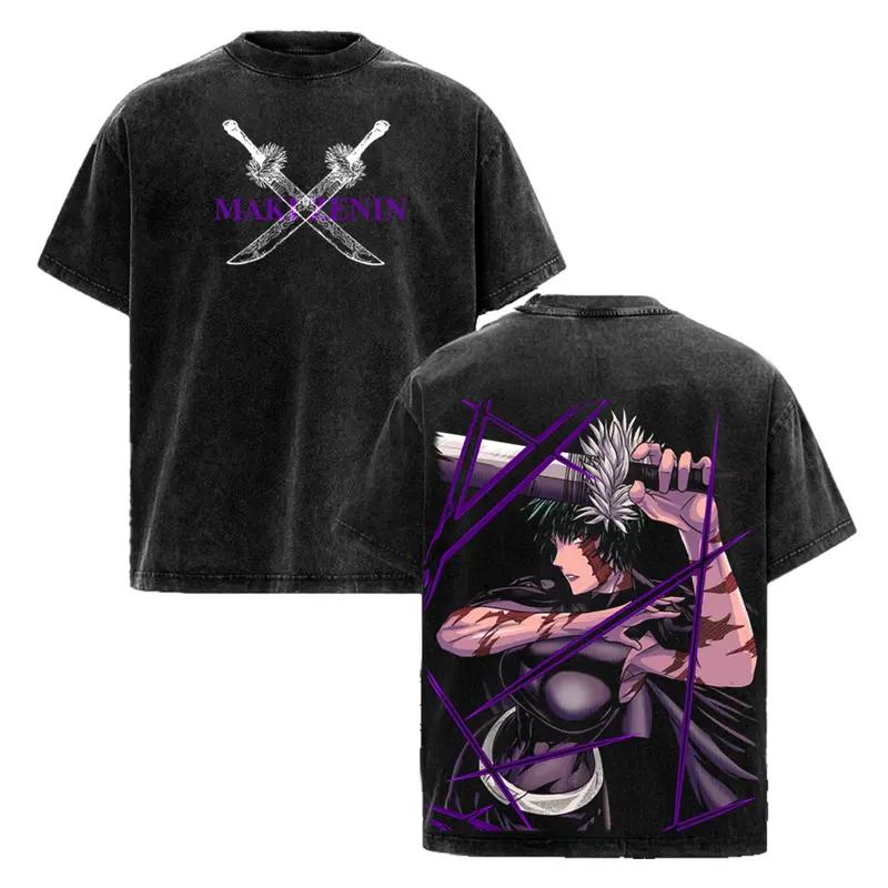 Hot Anime Jujutsu Kaisen Zenin Maki Print T-shirt Men Women Tshirts Casual Cotton Clothing Retro Washed T Shirt Harajuku Tops