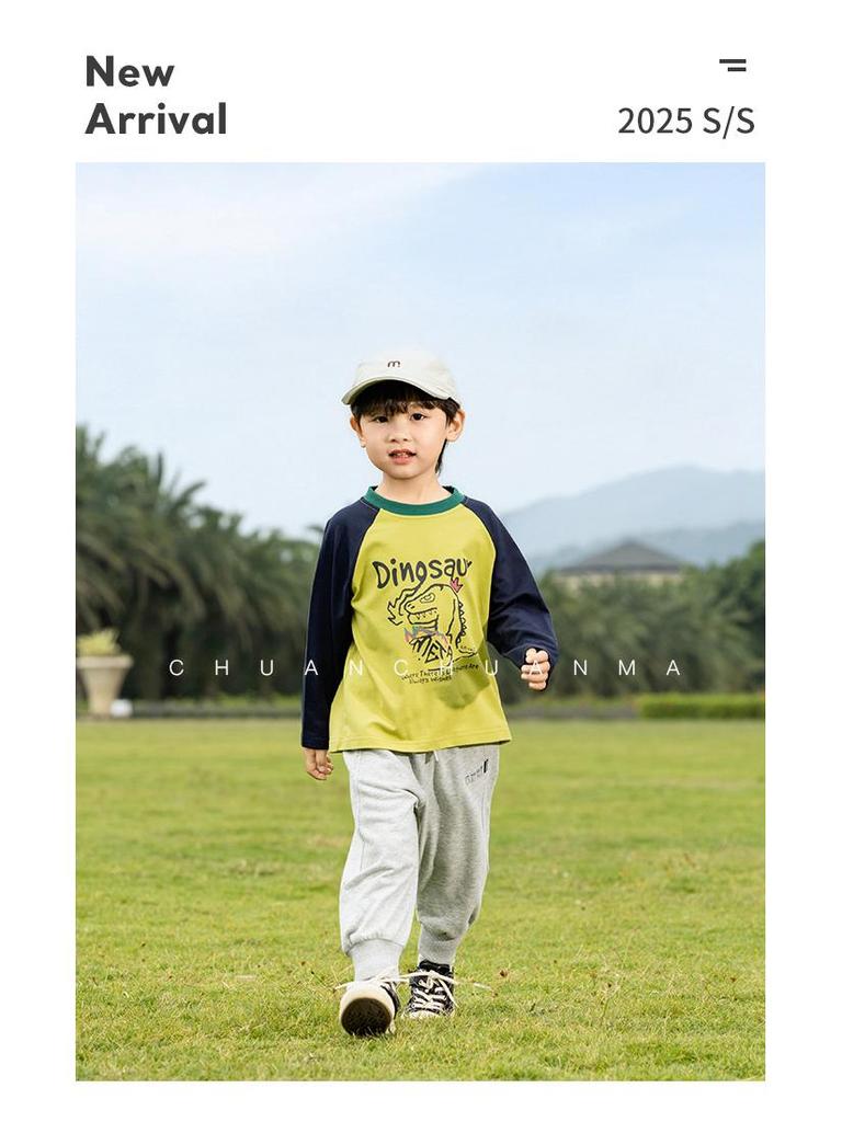 Детские футболки с мультяшным рисунком «Навсикая» весна 2025 — для мальчиков и девочек, контрастные цвета, универсальные, милый корейский стиль.