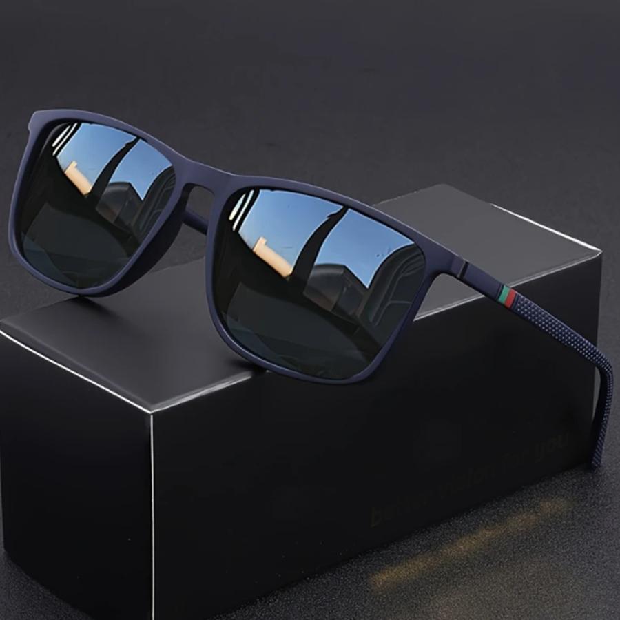 Классические квадратные мужские солнцезащитные очки Удобные Легкие очки с черной оправой Идеально подходят для путешествий, фотографии, подарков