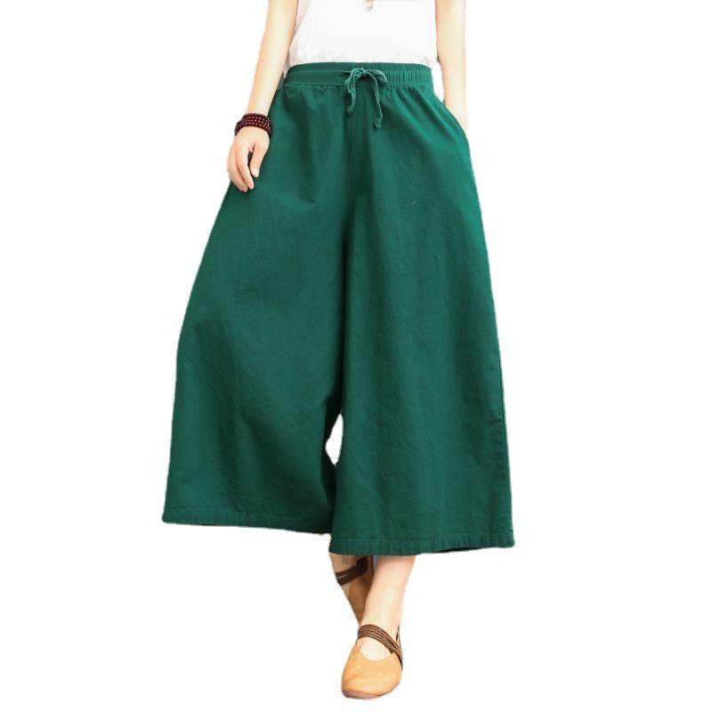 Женские летние тонкие женские брюки большого размера, свободные льняные повседневные брюки с восемью точками, широкие брюки