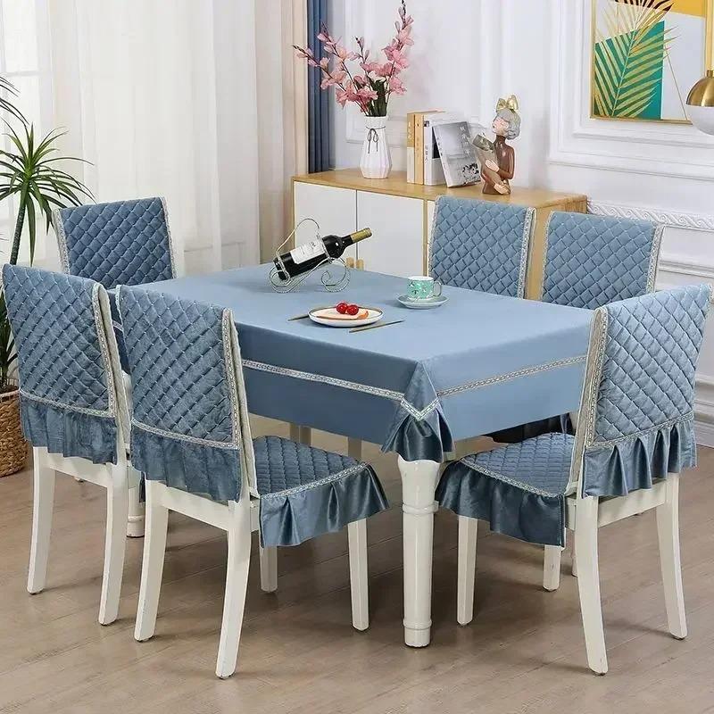 Легкий роскошный волнистый кружевной чехол на стул, утолщенная тканевая подушка для обеденного стола, европейский стиль, большой цветочный скатерть, чехол на стул