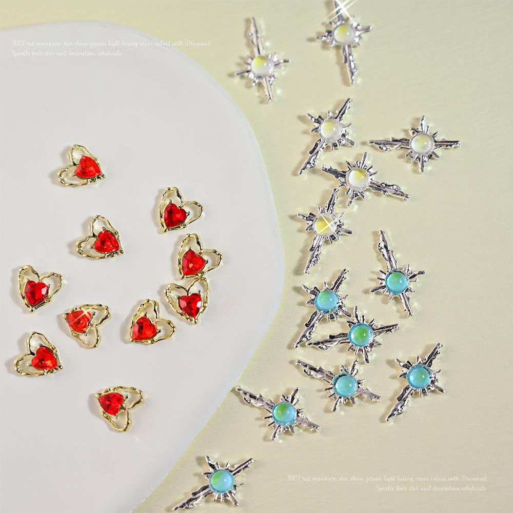 10 шт., стразы для ногтей с крестом и русалкой, 3D драгоценный камень Авроры, звездный свет, ювелирные изделия, детали для украшения ногтей, роскошные подвески «сделай сам», детали для ногтей