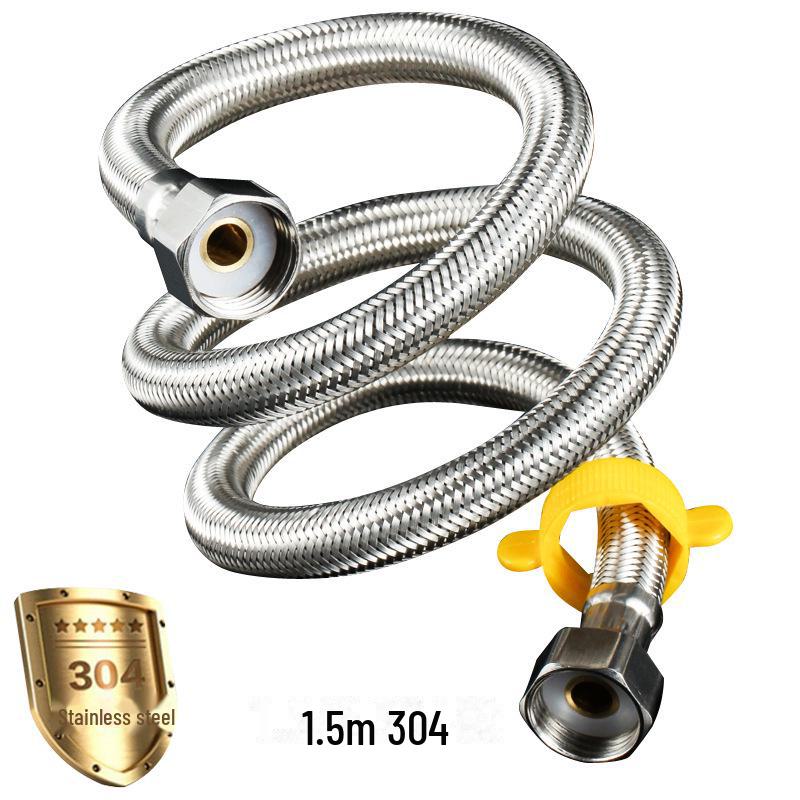 Brand 304 Stainless Steel Explosion-Proof Braided Hose for Water Heater and Toilet Faucet - Universal 4-Point Inlet Pipe