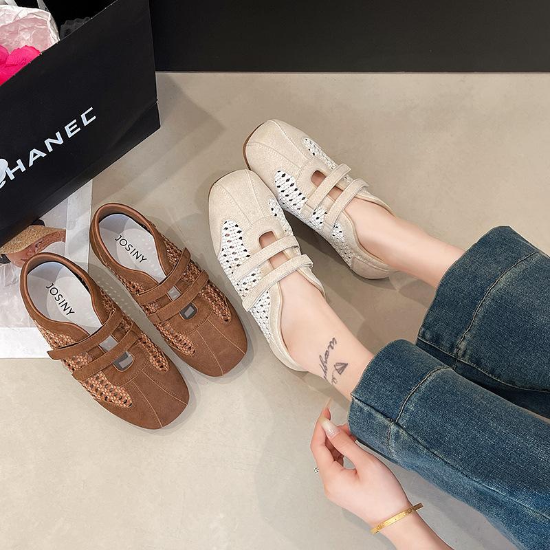 Сетчатая обувь 2025 мягкая подошва полая дышащая новые летние ретро сандалии немецкие тренировочные туфли женские плетеные универсальные повседневные туфли