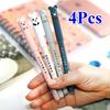4 Pcs Animal Cat Bear Erasable Velvet Gel Pen Rollerball School Office Supply Student Pens 0.38 Mm B