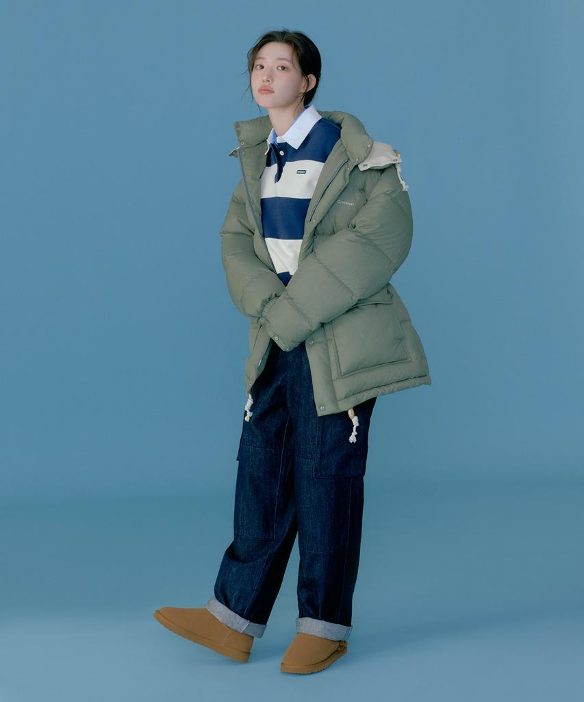 Covernat Detachable Hooded Mid Down Jacket Olive