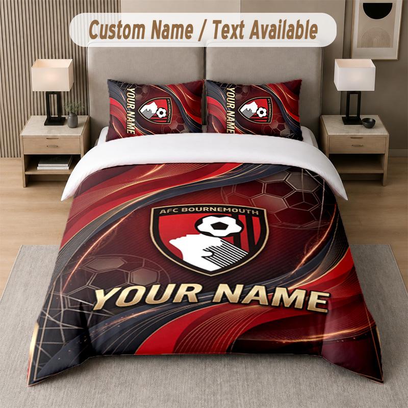 Bournemouth Football Design Bedding Set Custom Text 1 Duvet Cover & 2 Pillow Cases