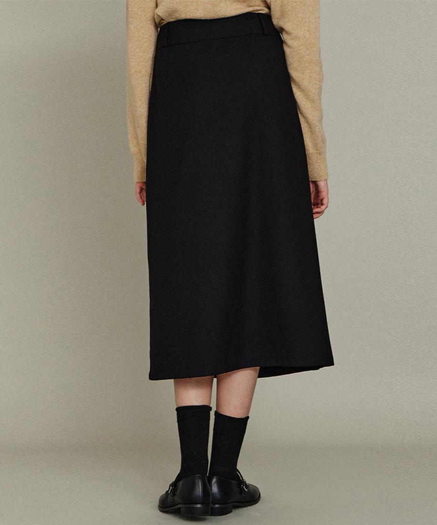 Itove Seoul Wool Button Wrap Skirt Bk