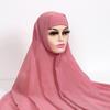 Instant Hijabs With Cap Plain Chiffon Jersey Hijabs For Woman Veil Muslim Islamic Hijab Cap Scarf For Women's Hijabs Headscarf