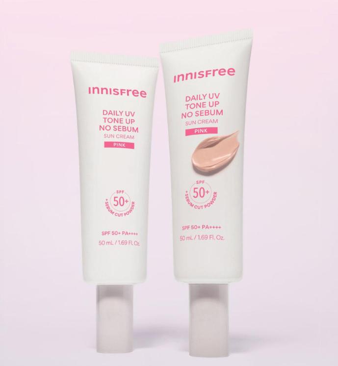 Innisfree Ежедневный УФ-крем с эффектом тонирования Pink SPF50+ PA++++ 50 мл – Осветляющий тонирующий солнцезащитный крем