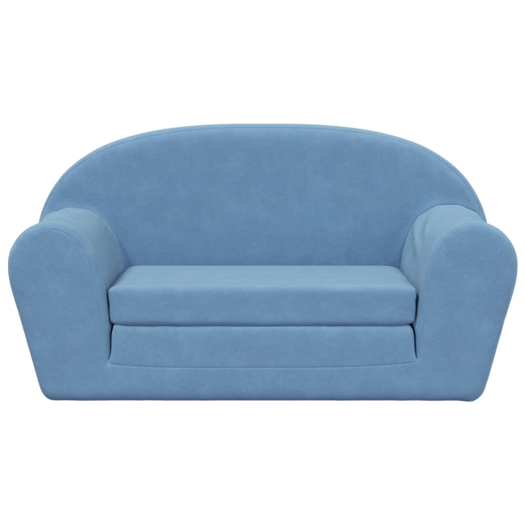 Vidaxl 2-Os. Sofa Dla Dzieci, Rozkładana, Niebieska, Miękki Plusz