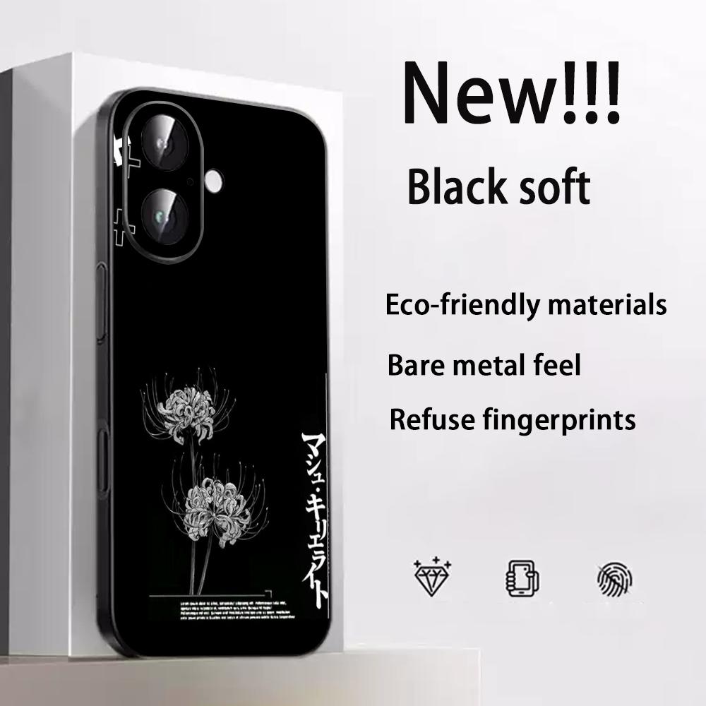 Арт Красные паучьи лилии дизайн Япония Чехол для телефона Для iPhone 17 16 e 15 14 13 12 Plus Mini Pro Max Мягкий черный Ударопрочный чехол