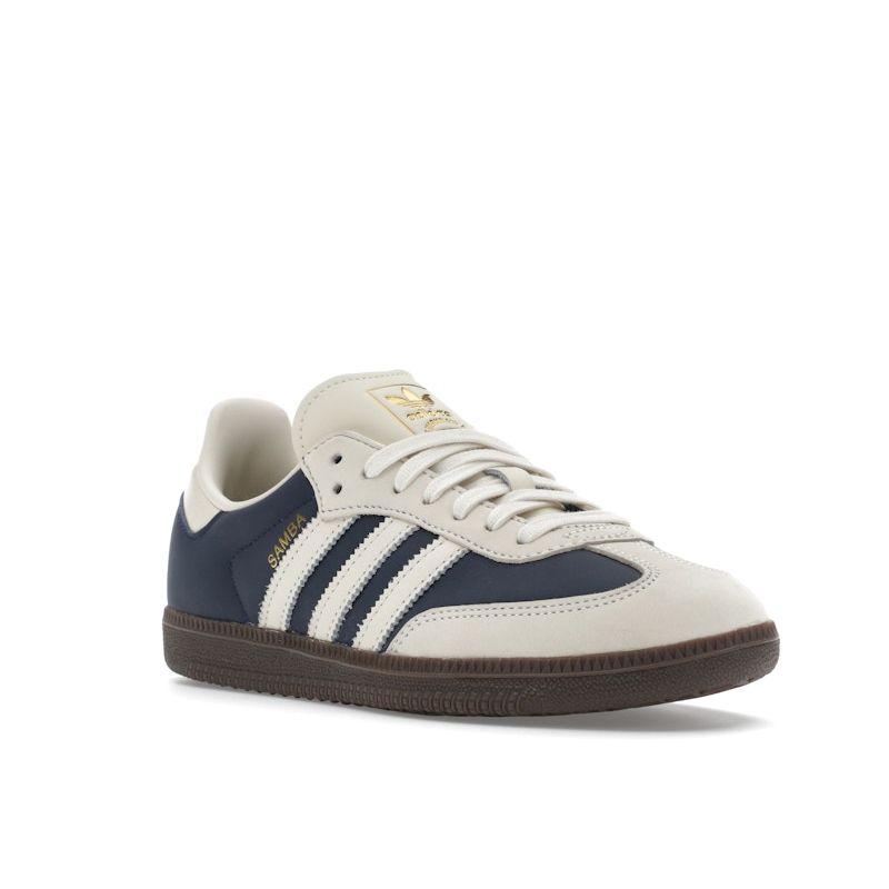 Adidas Samba OG Night Indigo Crew White Женские кроссовки Сине-кремово-бело-золотые-металлические IG1968