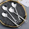 Coffee Spoons Creative Valentines Day Coffeeware Heart-Shaped Silver Kitchen Accessories Dinnerware Portable Stainless Steel