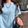 Women's Heart Embroidery Loose Short-Sleeve Round Neck T-Shirt 2023 - Trendy Korean Summer Fashion